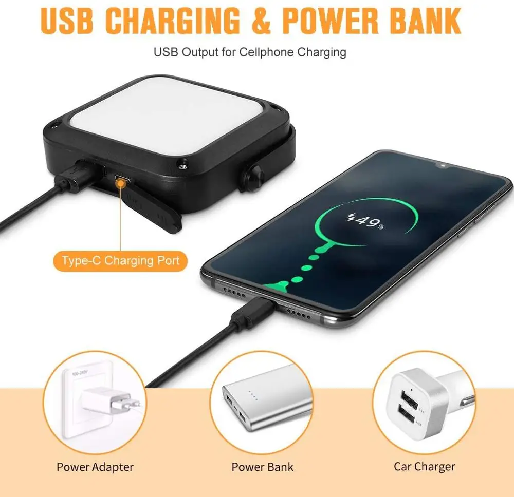 Портативный светодиодный светильник для кемпинга 1000 лм 5200 мАч аварийный ураган