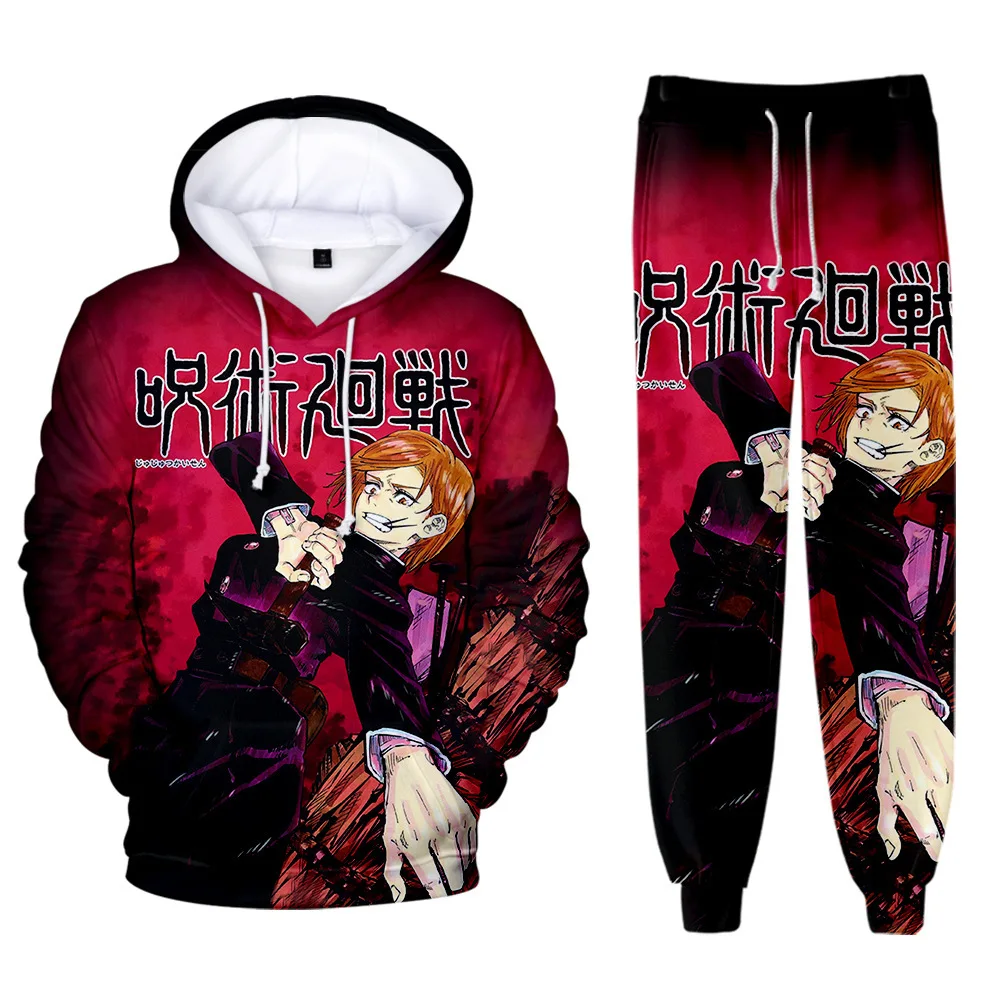 

Jujutsu Kaisen Clothes 3D Pullover Long Sleeve Unisex Sweatshirt Japanese Style Hoodies+Jogger Pants Women/Men's Set Plus Size