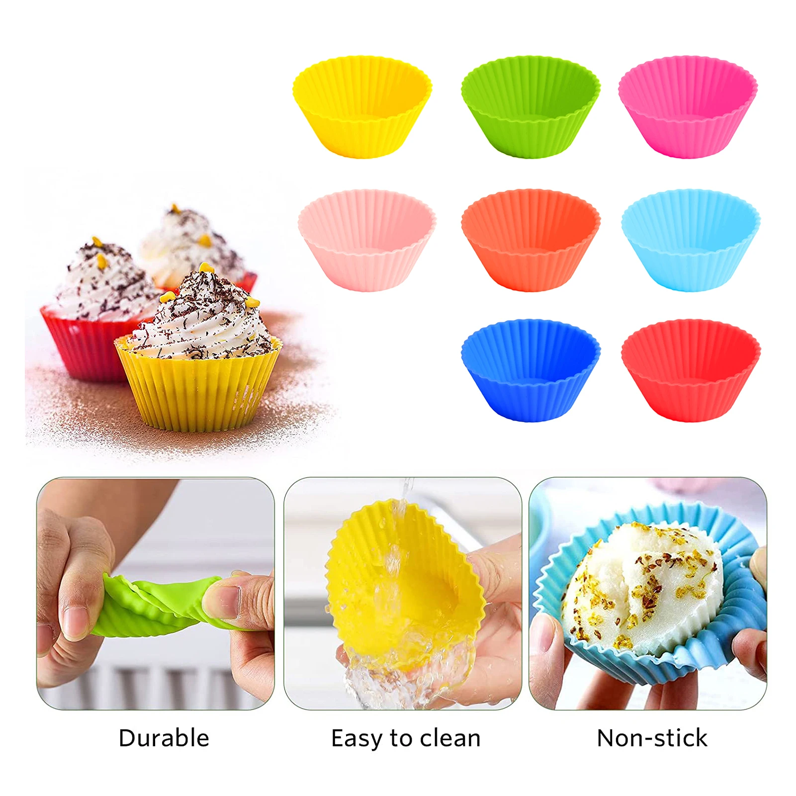 

Colorful Silicone Egg Tart Mold 7cm Reusable Muffin Cup Cake Dessert Chocolate Biscuit Mold Soft Non-Stick Baking Tools