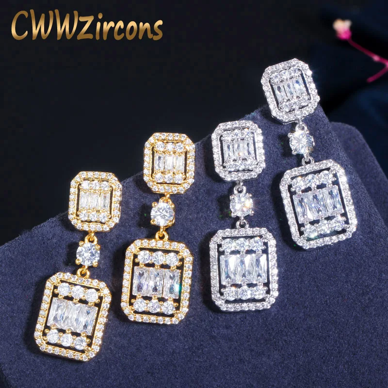 CWWZircons великолепные висячие капли фианита Кристалл 18k желтое золото Серебро