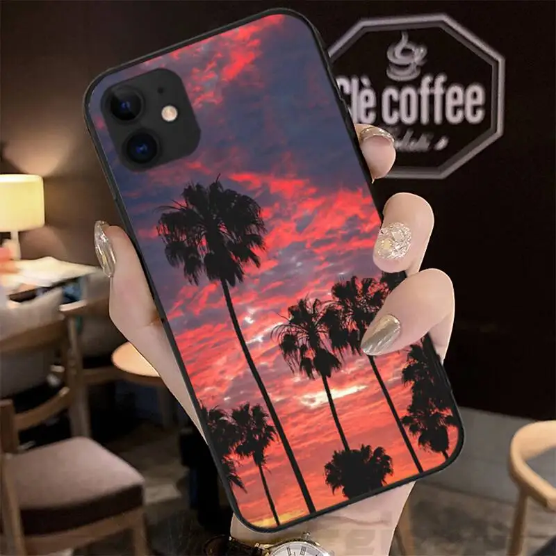 

Palm Tree Car Fundas Coque Carcasa For IPhone 11 Pro Max Case XR XS 12 7 8 Plus SE 2020 Cover Accessories Cascos