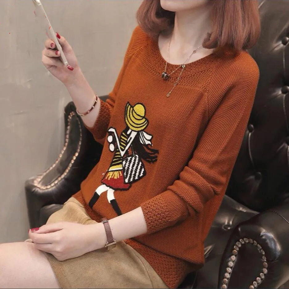

Spring and Autumn New Korean-Style Sweater Short Knitted Sweater Base Shirt Women's Long-Sleeved All-match Cotton Knitwear