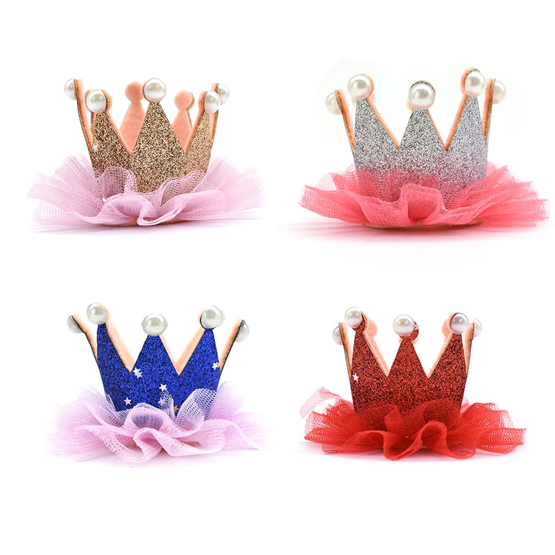 

1pc Lovely Mini Crown DIY Rose Bear Accessories Tulle Flower Girl Birthday Party Decoration Photo Prop Valentines Gift Box Decor
