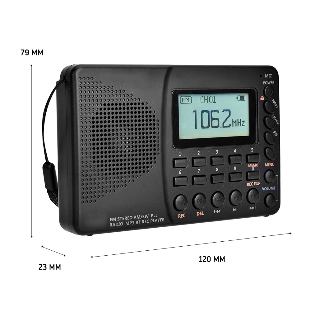 K-603 Полнодиапазонный радио Bluetooth FM AM SW Портативный Карманный Радио MP3 Цифровой REC рекордер поддержка Micro SD TF карты таймер сна