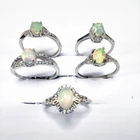 925 pure silver chinese style natural opal womens luxury trendy simple oval adjustable gem ring fine jewelry support detection