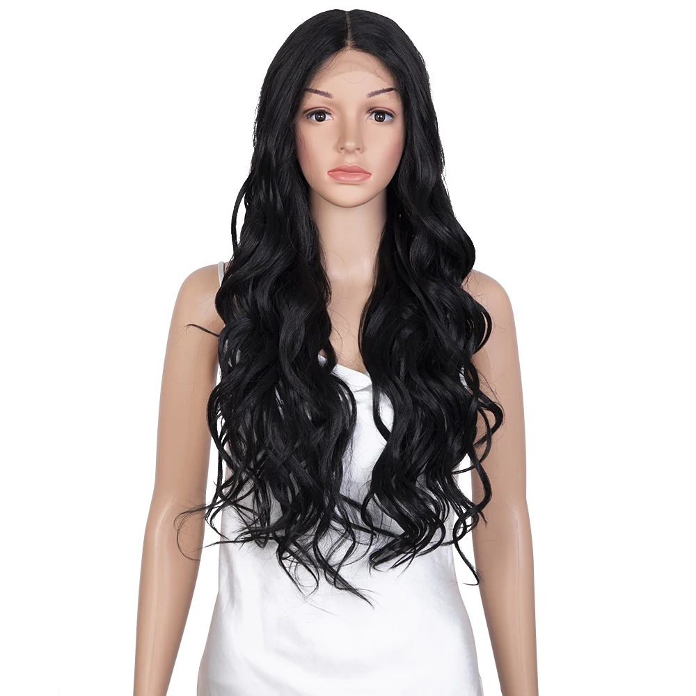 

Raising Fashion Middle Lace Part Front Long Body Wave Style High Temperature Black Color And Ombre Brown Wig For Woman