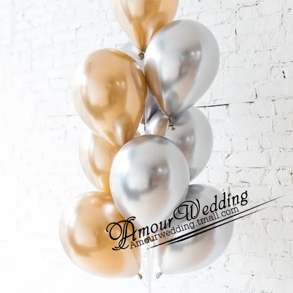 

10pcs 12/10inch Chrome Latex Air Helium Balloons Baby Bridal Wedding Birthday Party Metallic Gold Silver Balloon Decor Kids Ball