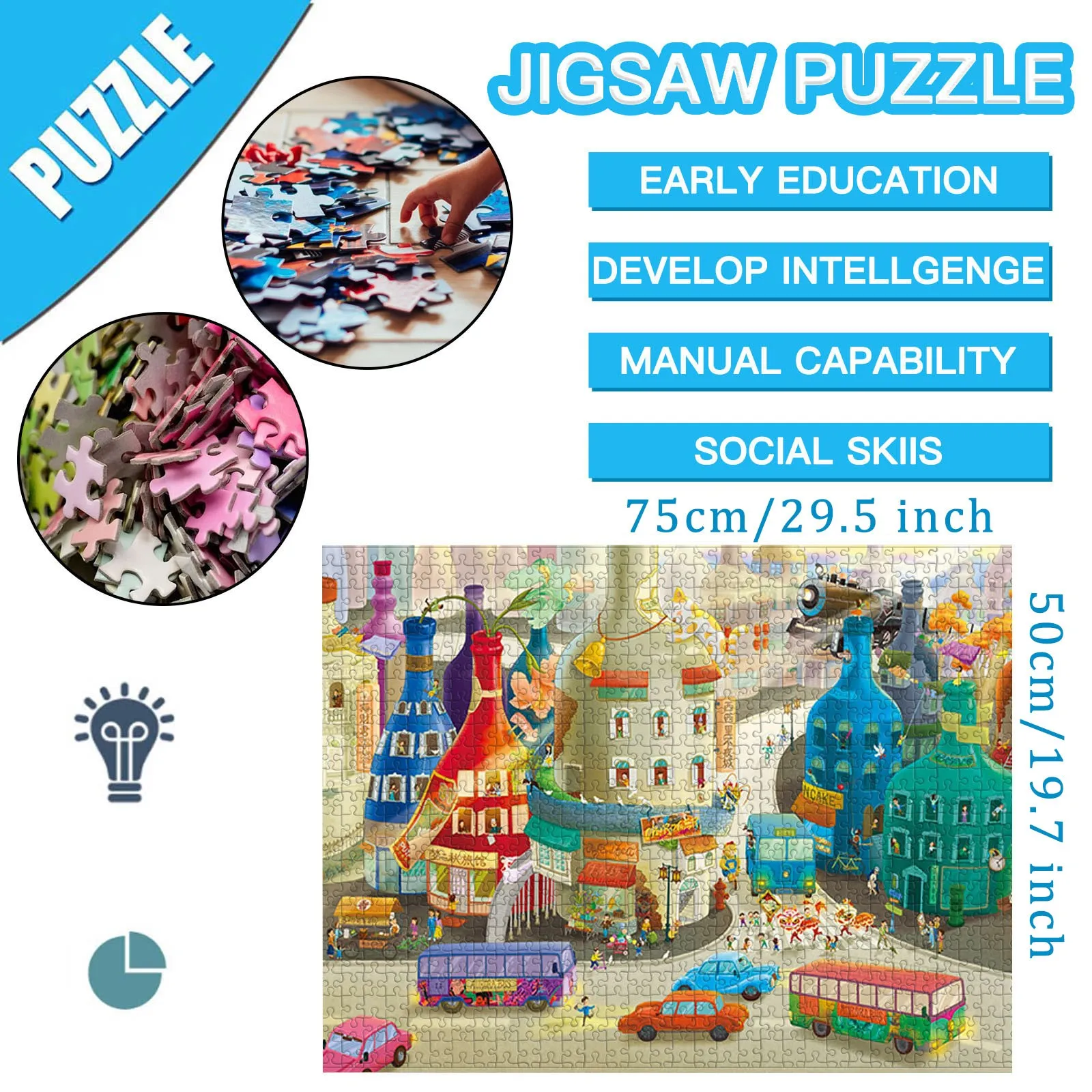 

HIINST 1000 Pieces Cartoon Wine Castle Picture Jigsaw Puzzles Kids Intelligence Toy Adult Decompression Puzzles