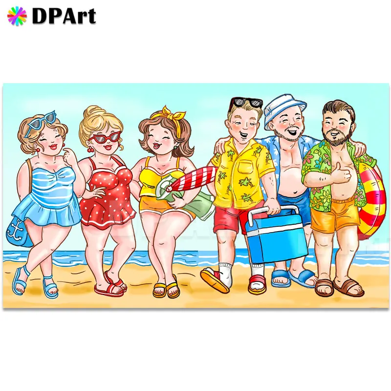 Картина Даймонд полный квадрат 5D/круглый персонаж из мультфильма Летний пляж