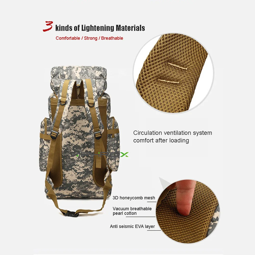 Военный камуфляжный рюкзак 80 л водонепроницаемая Спортивная Сумка для кемпинга