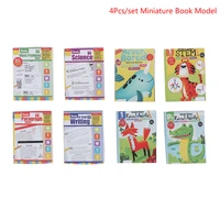 4pcs miniature excercise books paper notebook doll house decoration accessories dollhouse kids toys gift