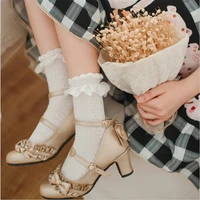 japanese cute lolita lace pile socks summer lolita mid tube womens socks mesh jk uniform socks