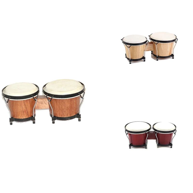 

Барабан Bongo, набор барабанов 6 дюймов и 7 дюймов, Настраиваемые перкуссионные инструменты, барабан Bongo для строительства с рамой из тополя