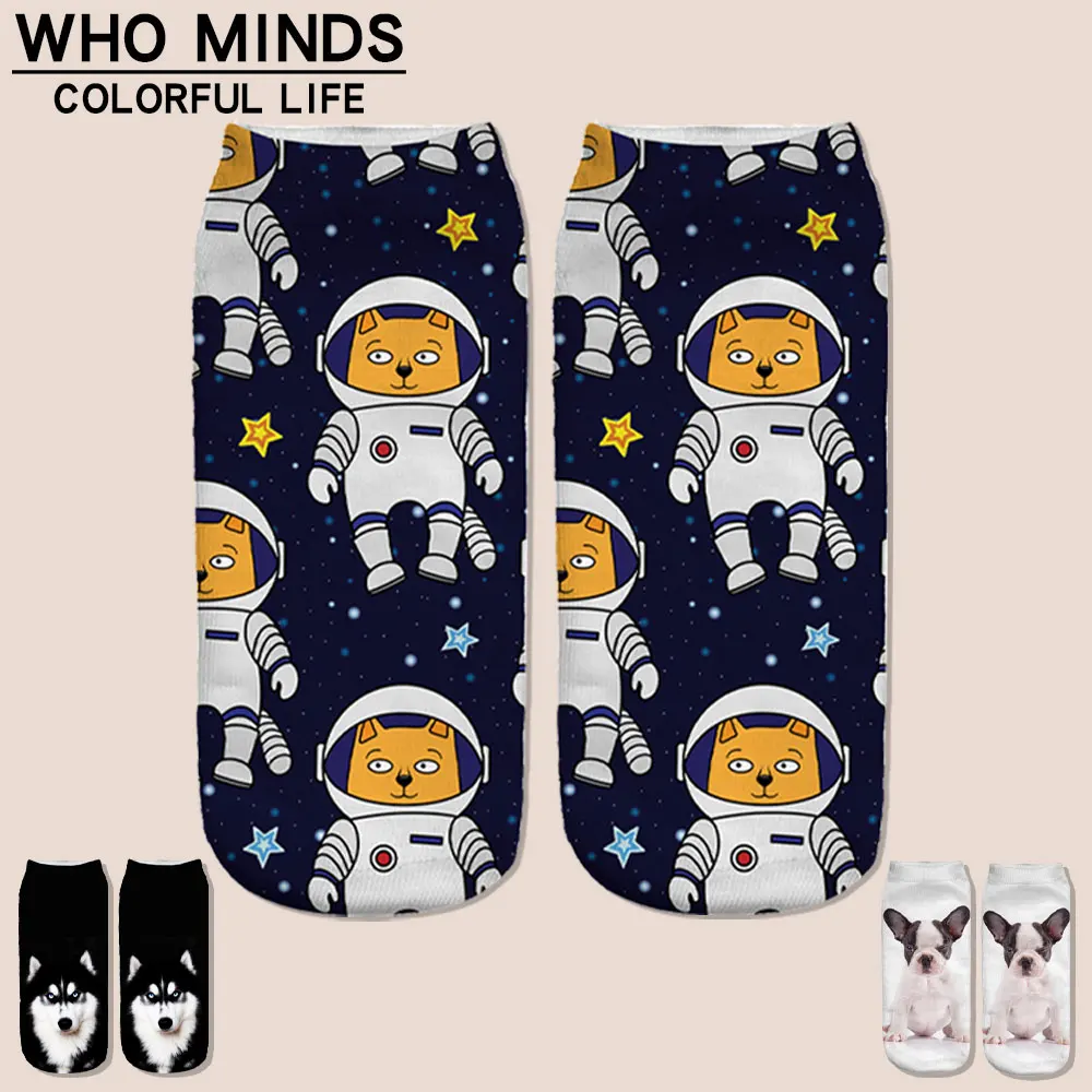 Синий летчик Носки с рисунком кота Для женщин Unisize Meias Повседневное смешные носки