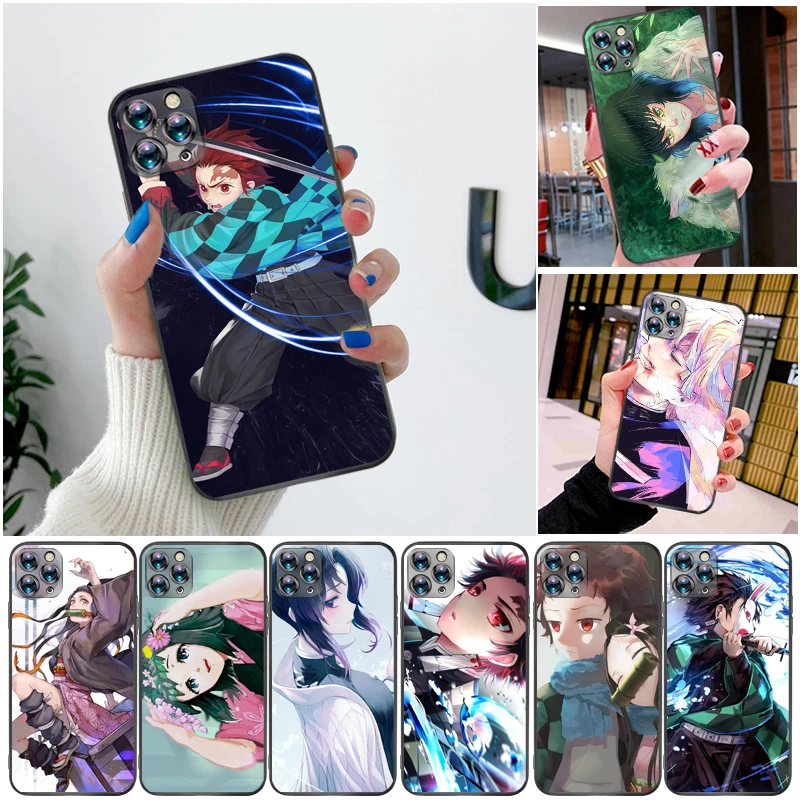 

Demon Slayer Kamado Nezuko Agatsuma Zenitsu Kimetsu No Yaiba Kamado Tanjirou Phone Case For iPhone XS MAX X XR Carcasa Soft TPU