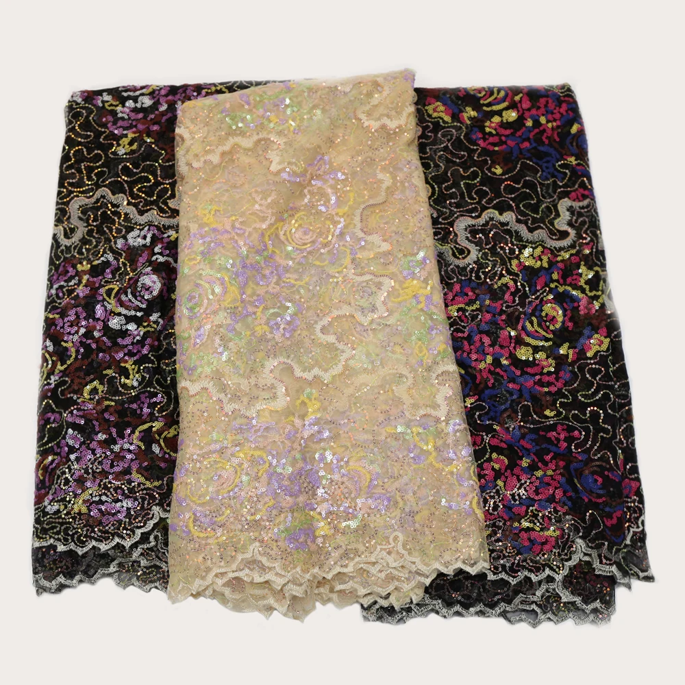 Высокое качество с пайетками африканская кружевная ткань последние нигерийские