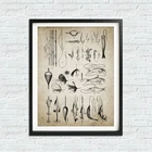 Винтажная Рыболовная Снасть с принтом, рыболовные крючки, приманка, Настенный декор, вогнутый художественный плакат на холсте, картина, рыболовный подарок