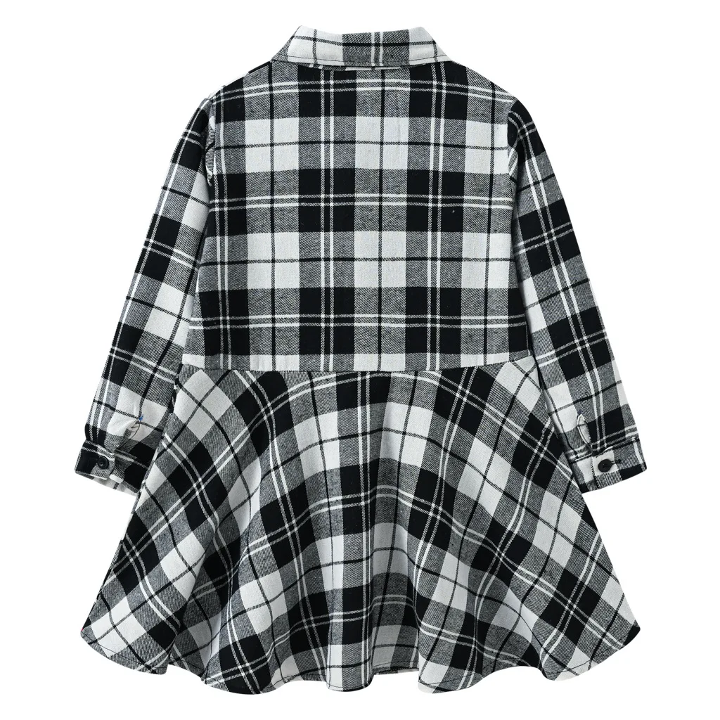 

New Fashion Classic Girl Dress Plaid Shirt Dress Long Sleeve Kids Clothes Children Outfit Casual Spring Autumn