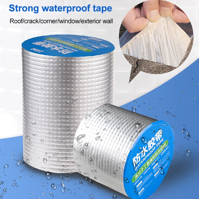 

5cm*1m/2m/3m Waterproof Self-adhesive Tape Aluminum Butyl Foil Heat Shield for Roof Pipe Repairing GRSA889