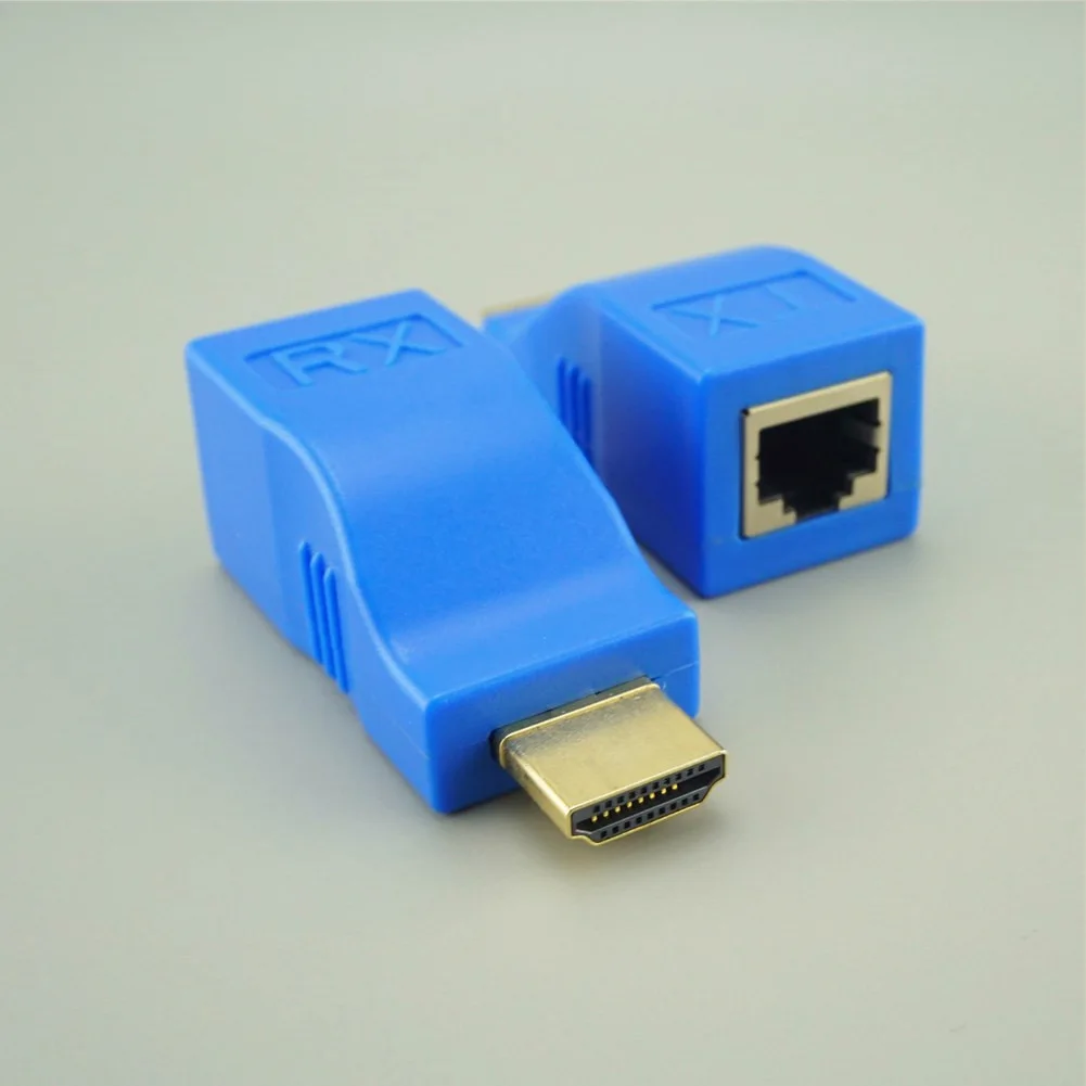 HDMI адаптер сигнала синий TX/RX 30 м передача HD 1080P через RJ45 CAT6 CAT5e передатчик один порт