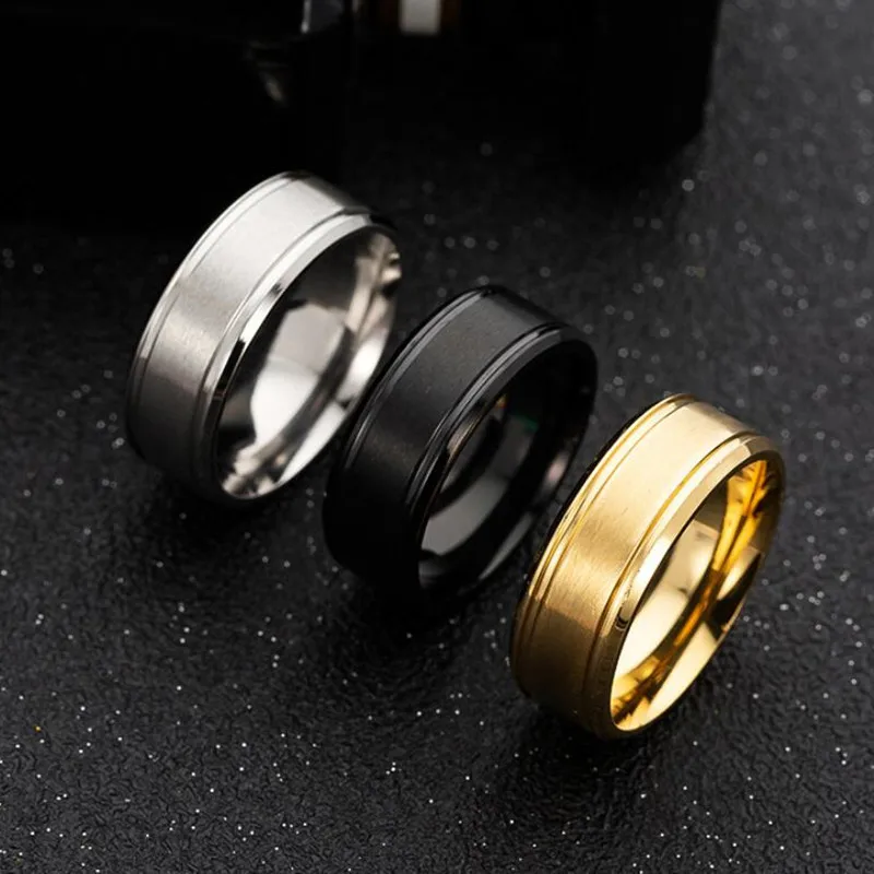 Мужские кольца на палец из нержавеющей стали черного/белого/желтого цвета