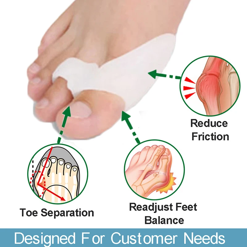 

1 Pair Silicone Gel Toe Separator Foot Finger Two Hole Thumb Valgus Protector Bunion Adjuster Hallux Valgus Guard Feet Care Tool