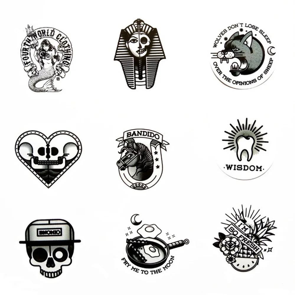 

10/30/50 Pcs Black and White Egyptian Element Cartoon Doodle Sticker Mobile Phone Cup Notebook Sticker Decoration Wholesale