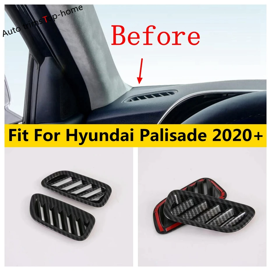 

Yimaautotrims Car Front Small Air AC Outlet Decoration Cover Trim Carbon Fiber Look Accessories For Hyundai Palisade 2020 2021