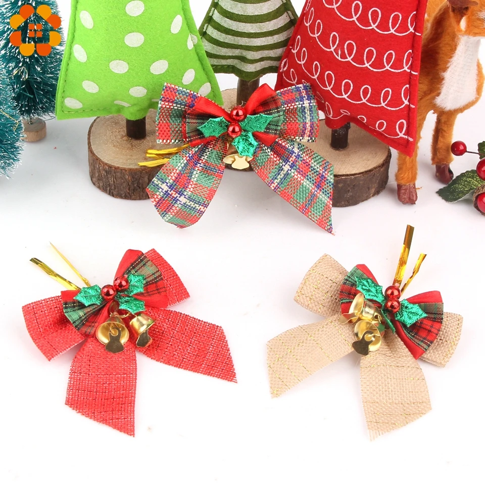 4 шт./Партия DIY пеньковый Рождественский бантик подвеска-колокольчик мини-банты