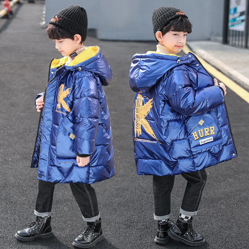 

Boy's COAT Winter Thickening, Big Children's Parker Thickening Handsome Windproof Warm Hooded Down Padded Jacket 4-13 Years Old
