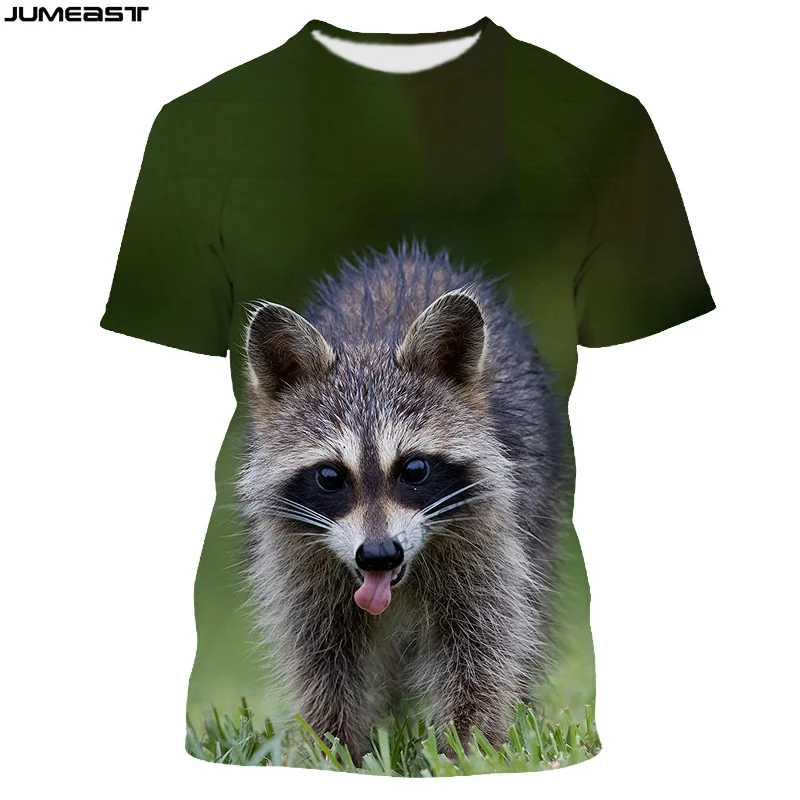 

Jumeast Y2k Men Women 3D T-Shirt Lovely Animal Raccoon Hunting Camouflage Short Sleeve T Shirt Sport Pullover Tops Tees