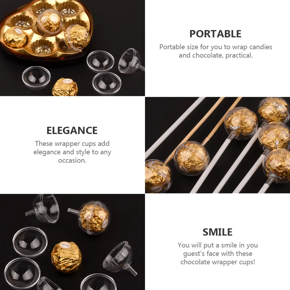 

100Pcs Air-corn Chocolate Wrapper Cups Package Balls (Transparent)