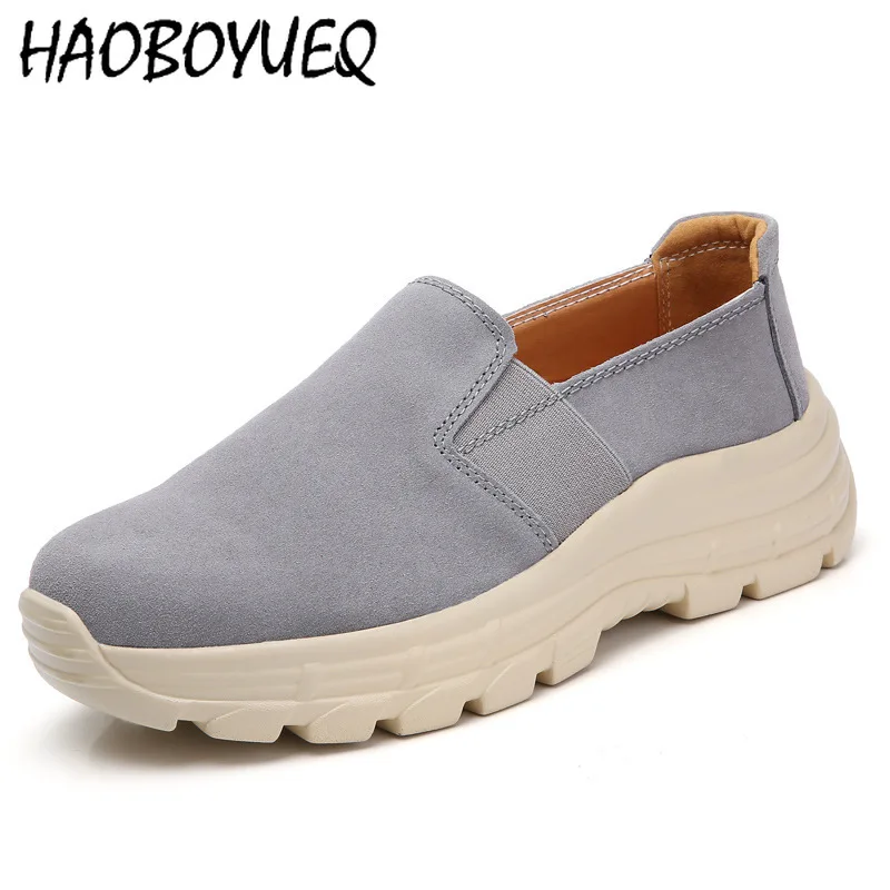 

Women's Platform Sneakers Slip on Vulcanize Shoes Suede Casual Loafers Plus Size 43 Calzado Mujer Mocasines