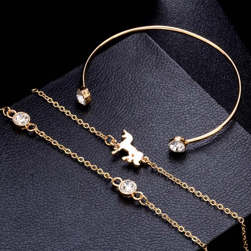 3 шт./компл. винтажные Ретро бриллианты Золотая лошадь Кристалл Открытые