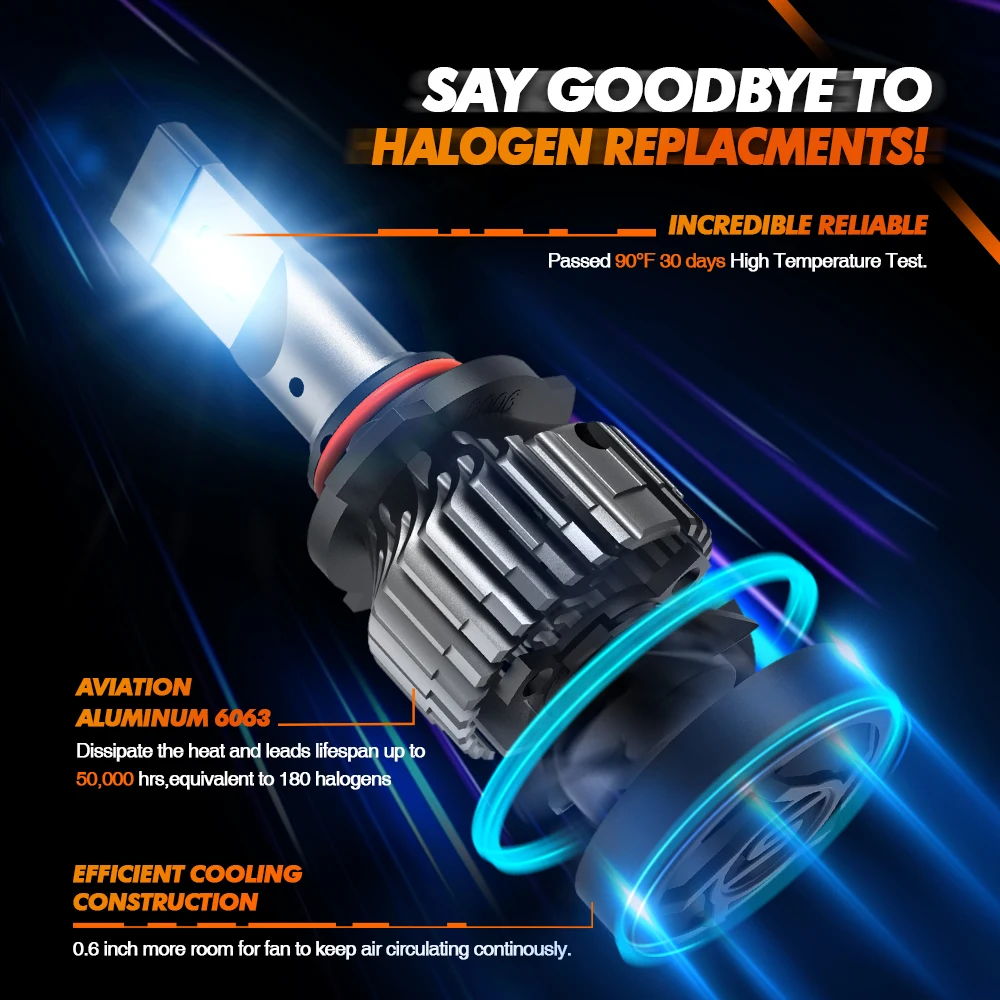 Автомобильная светодиодсветильник лампа для переднего светильник 2 шт. H11 9005 9006 100