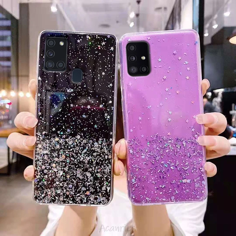 

Bling Star Diamond Glitter Phone Case For On Samsung Galaxy A71 A51 5G A31 A41 A21S M51 M31 M21 M31S M30S A11 Soft Back Cover