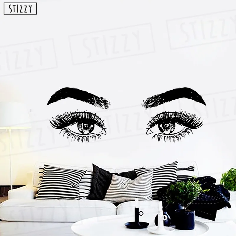 STIZZY Наклейка на стену женский Салон стикер девушка косметические ресницы плакат