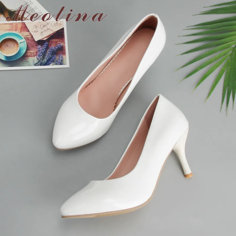 Женские туфли из лакированной кожи Meotina вечерние лодочки на высоком каблуке