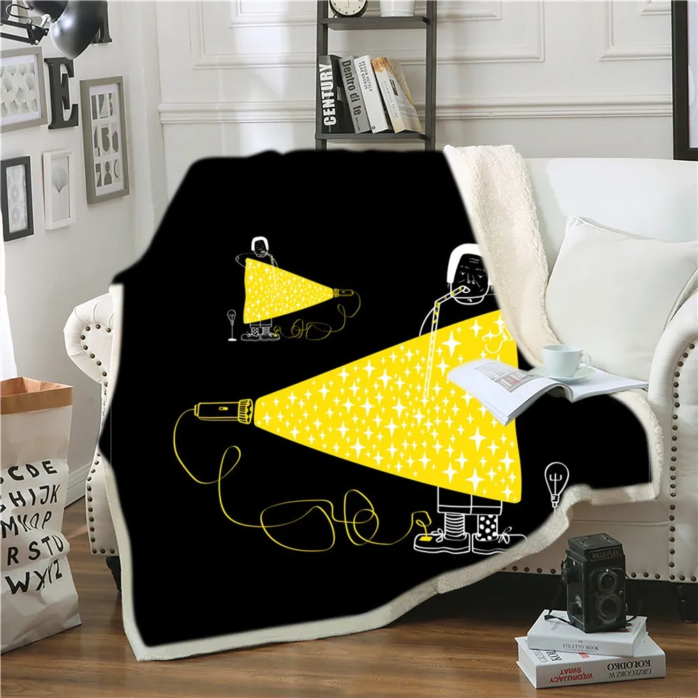 Креативное одеяло из шерпы с рисунком в виде палочек Флисовое 3D абстрактное