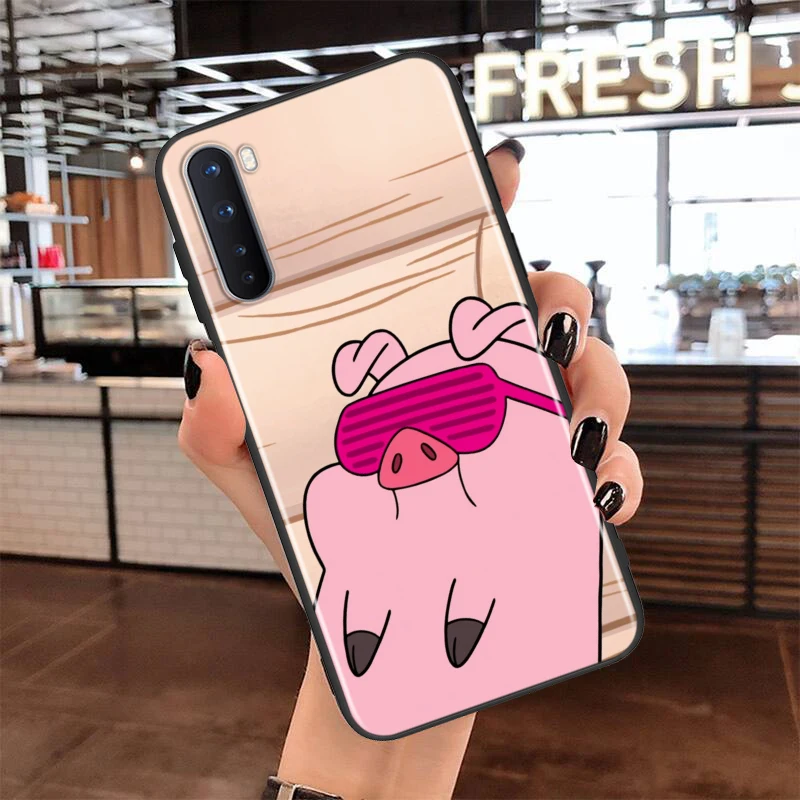 

Soft TPU Cover Cute Pink Kawai Pig for OnePlus Nord N100 N10 8T 8 7T 7 6T 6 5T Pro Black Phone Case
