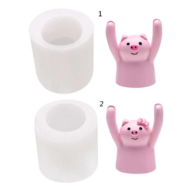

R58E Raising Hands Pig Shaped Candle Epoxy Resin Mold Aromatherapy Plaster Soap Silicone Mould DIY Crafts Jewelry Mold