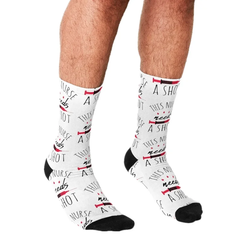 

Funny Men's socks This Nurse Needs A Shot Pattern Printed hip hop Men Happy Socks cute boys street style Crazy Socks for men