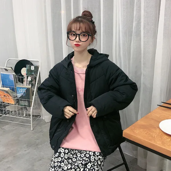 Женское хлопковое пальто 2019 зимнее однотонное короткое пуховое шикарное с