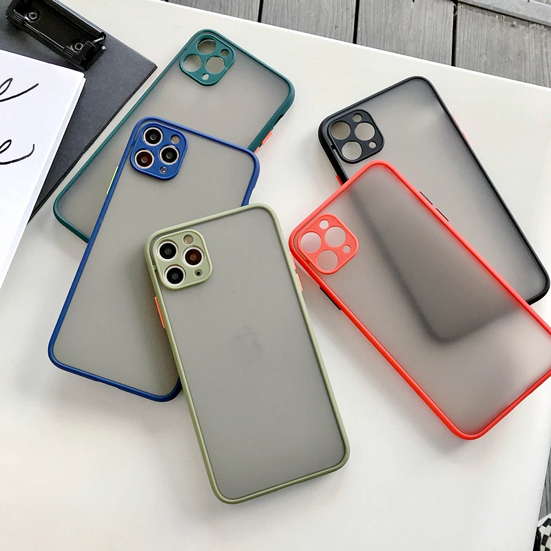 Стильный хит цвет матовое покрытие защита Гибридный чехол для чехла iPhone 12 11 Pro Max SE