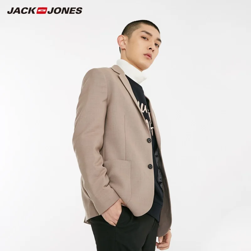 JackJones Мужской приталенный модный шерстяной Повседневный Блейзер Мужская одежда