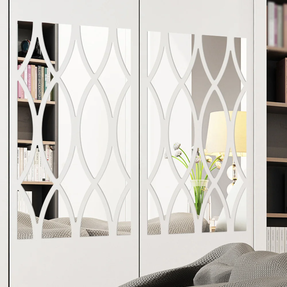 Съемные 3D геометрические акриловые зеркальные настенные Стикеры DIY