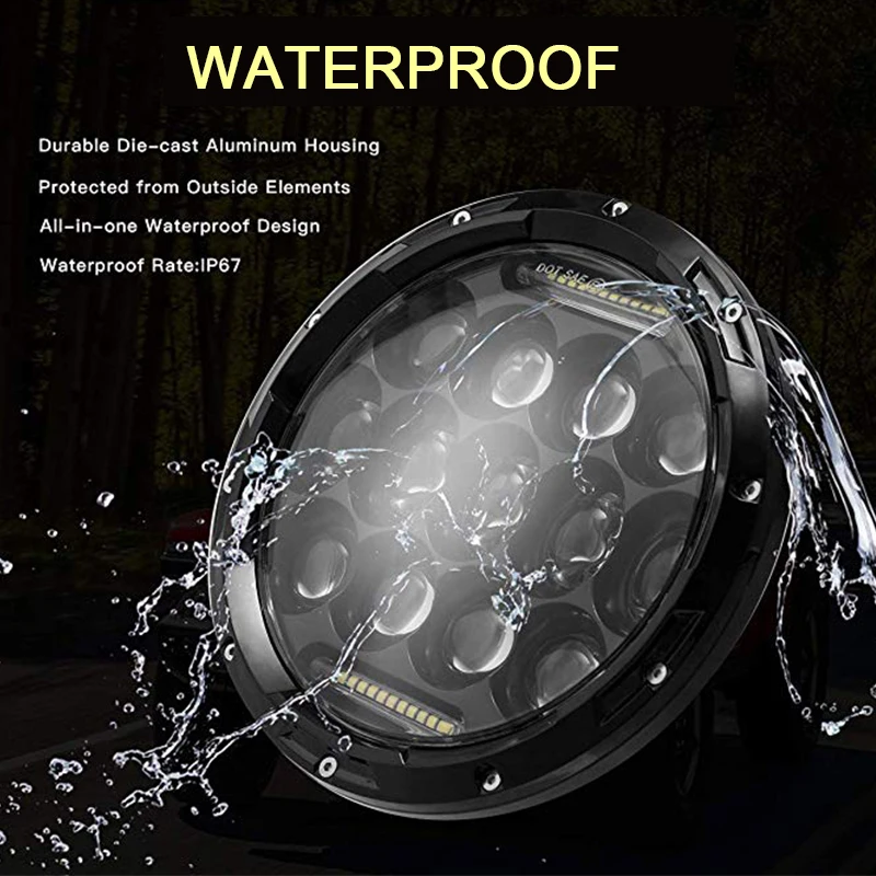 Светодиодная фара 7 дюймов Круглый дальний и ближний свет 12 В 24 постоянного тока