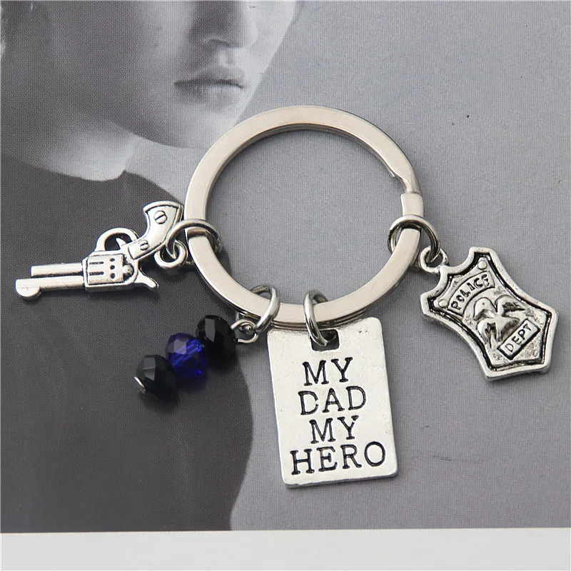 1 шт. полицейский значок и пистолет брелки брелок для отца унисекс подарочные