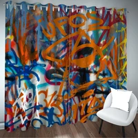 hip hop window curtains for bedroom decor graffiti curtains wall urban street culture art window drapes for boys girls kids