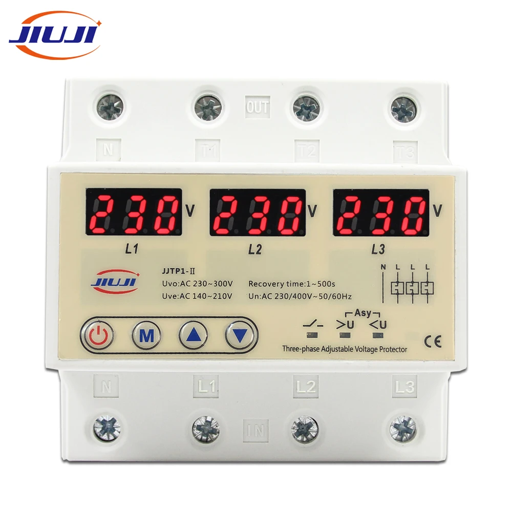 

Three Phase Adjustable Over and Under Voltage Protector 3 Phase Automatic Recovery Protective Device Reset 63A Asy 220V 380V